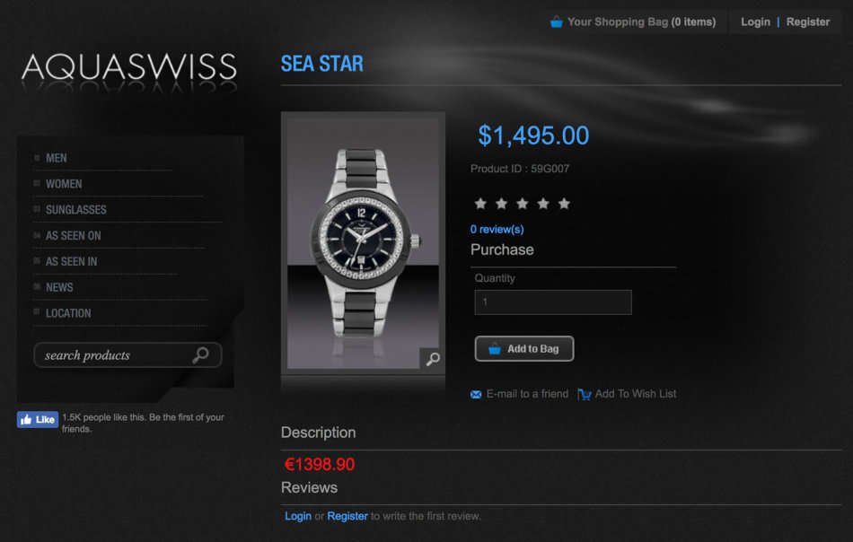 Retail: $1495 /R18,000.00 Aquaswiss Women Sea Star 2.25ct Topaz Watch with Ceramic Steel Band